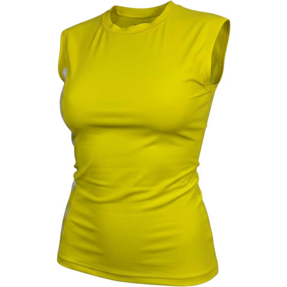 Roxy Rash Guard Women Large Yellow White Floral Sleeveless Swim Top I611594